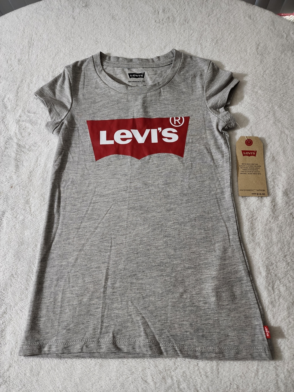 Levi's Girls' Gray Logo Tee - Red Logo